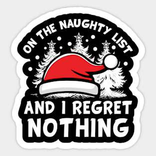 On The Naughty List Funny Christmas Sticker